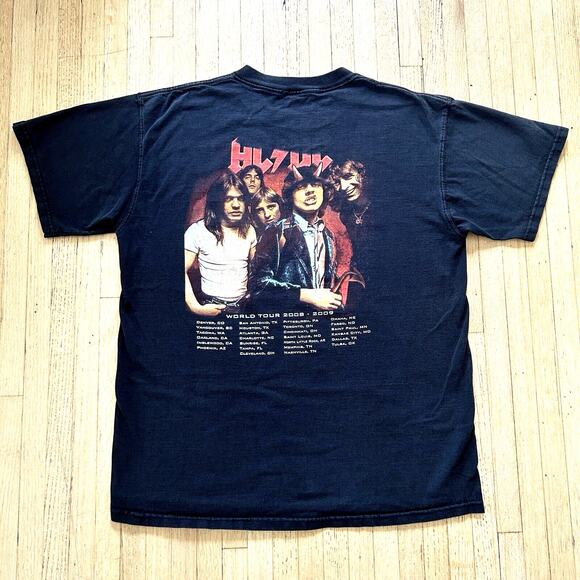 Y2K ACDC Black Ice Shirt Mens Large Black 2008 2009 Tour Band Rock Graphic Tee - Picture 3 of 8